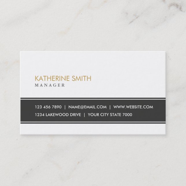 Tarjeta De Visita Blanco y negro simple llano profesional elegante (Anverso)