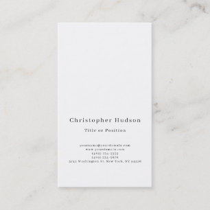Tarjeta De Visita Blanco y Negro Simple Plano Minimalista