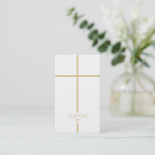 Tarjeta De Visita Blanco y oro cruzado simple