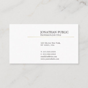Tarjeta De Visita Blanco y Oro Moderno Elegante Llanura