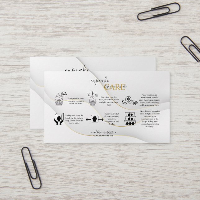 Tarjeta De Visita Blanco y oro moderno y elegante (Anverso/Reverso In Situ)