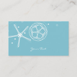 Tarjeta De Visita Blanco y Turquesa Elegante Estrella de Mar Perla B
