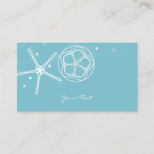 Tarjeta De Visita Blanco y Turquesa Elegante Estrella de Mar Perla B