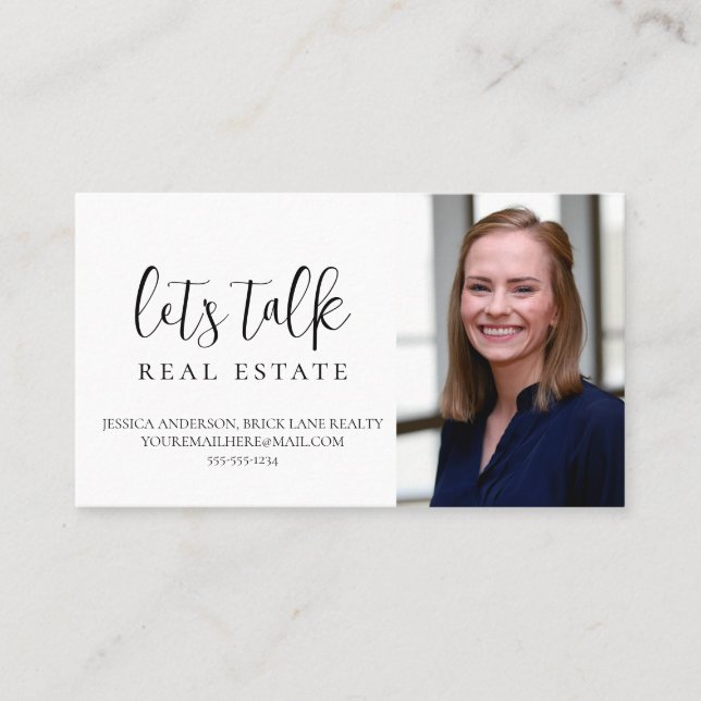 Tarjeta De Visita Blancos profesionales hablemos de bienes raíces (Anverso)