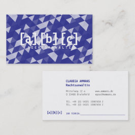 Tarjeta De Visita Blau Dreiecke klassisch aussergewöhnlich Termine