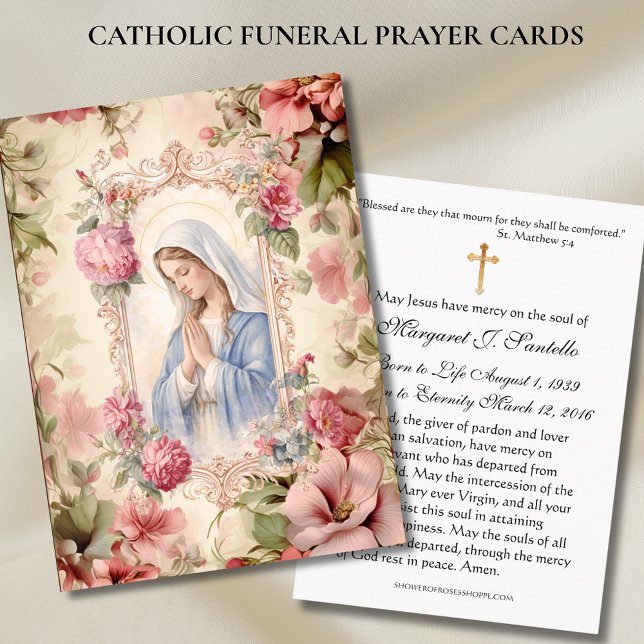Tarjeta De Visita Blessed Mary Catholic Funeral Memorial Holy Card - (Subido por el creador)