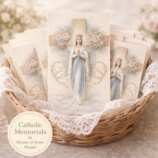 Tarjeta De Visita Blessed Mary Catholic Funeral Memorial Holy Card - (Subido por el creador)