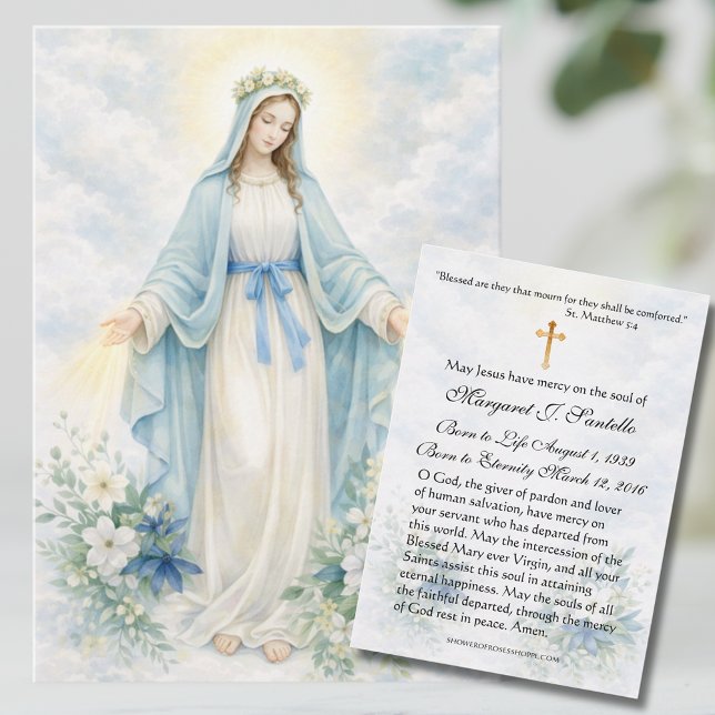 Tarjeta De Visita Blessed Mother Mary  Catholic Funeral Memorial  (Subido por el creador)