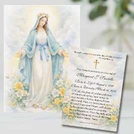 Tarjeta De Visita Blessed Mother Mary  Catholic Funeral Memorial 