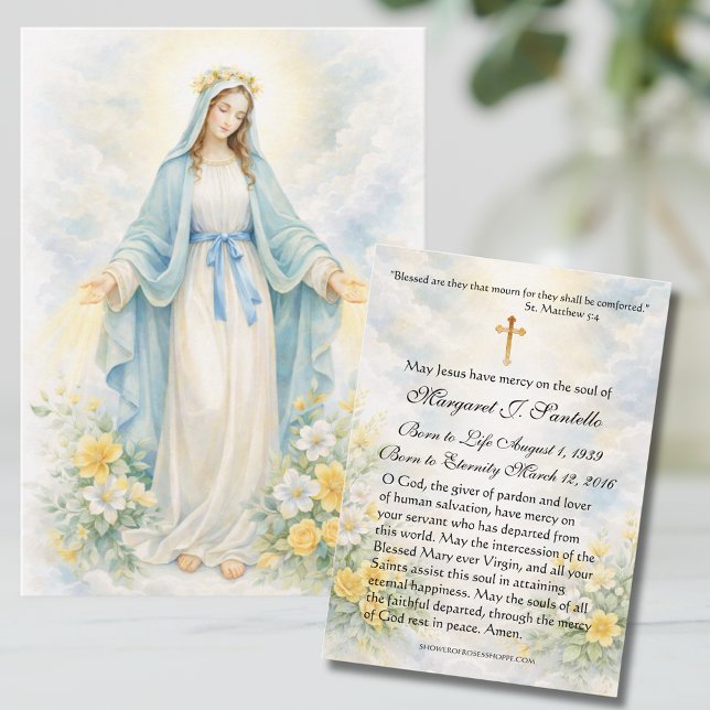 Tarjeta De Visita Blessed Mother Mary  Catholic Funeral Memorial  (Subido por el creador)