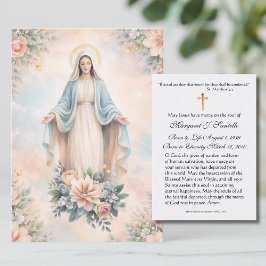 Tarjeta De Visita Blessed Mother Mary  Catholic Funeral Memorial 