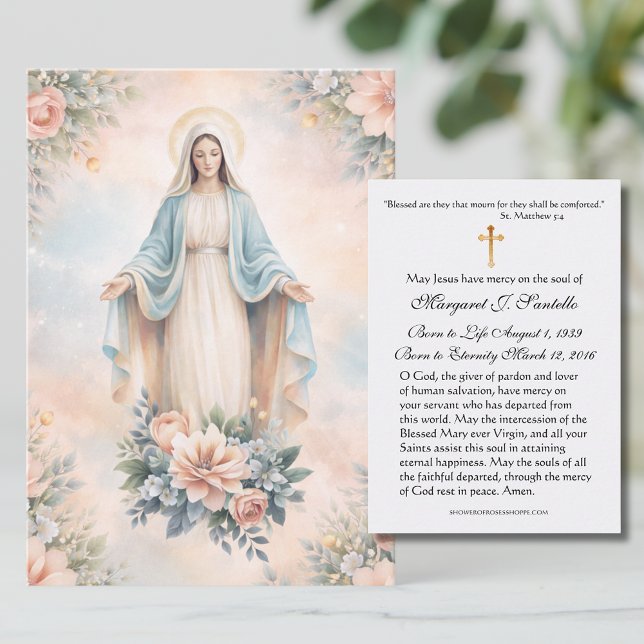 Tarjeta De Visita Blessed Mother Mary  Catholic Funeral Memorial  (Subido por el creador)