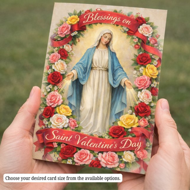 Tarjeta De Visita Blessed Mother Mary Valentines Prayer Roses (Subido por el creador)