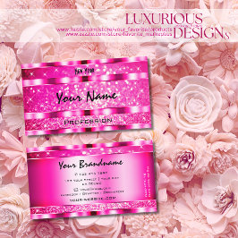 Tarjeta De Visita Bling Glam Girly Purpurina rosa Spark Stars