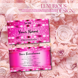 Tarjeta De Visita Bling Glam Girly Purpurina Rosa Sparkle Stars Luxu