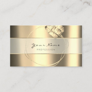 Tarjeta De Visita Blogg de belleza Stripes Gold Sepia Foxier Floral