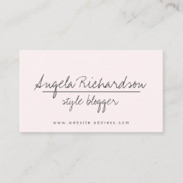 Tarjeta De Visita Blogger minimalista y único escrito a mano Rosa