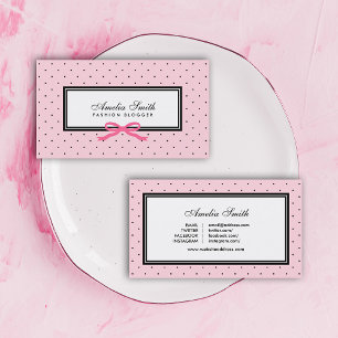 Tarjeta De Visita Blogger negro rosado moderno de la cinta del rosa