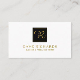 Tarjeta De Visita Blogger y escritor simple en blanco y negro