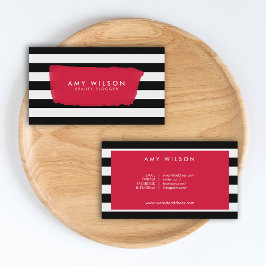 Tarjeta De Visita Bloguera de moda de medios sociales franjas blanca