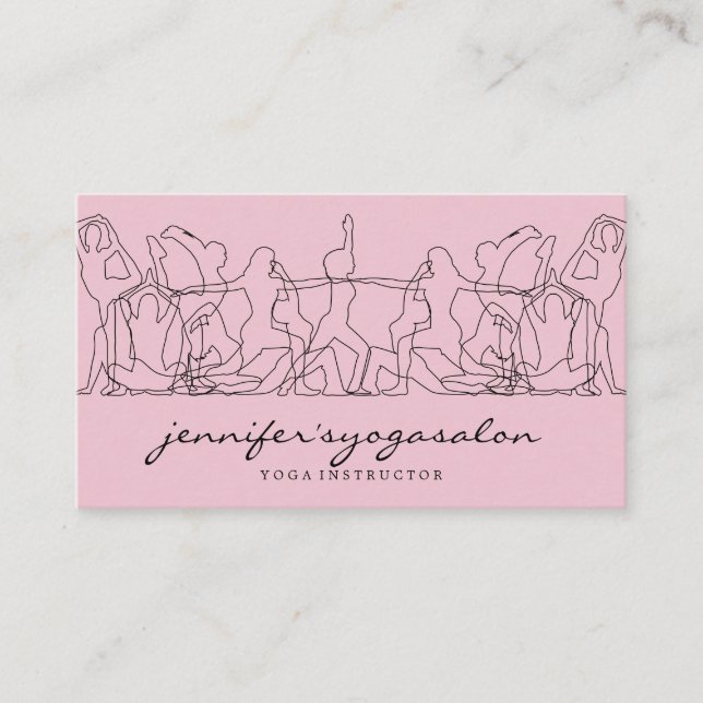 Tarjeta De Visita Bloguera de yoga en gimnasio rosa (Anverso)