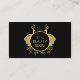 Tarjeta De Visita Bloguero de belleza con logo de Art Nouveau Peacoc