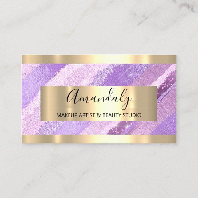 Tarjeta De Visita Bloguero de maquillaje Influencer Purple Stroke (Anverso)