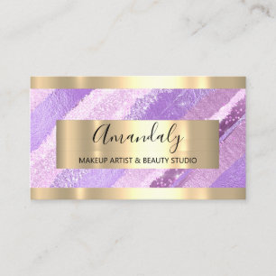Tarjeta De Visita Bloguero de maquillaje Influenciador Purple Stroke