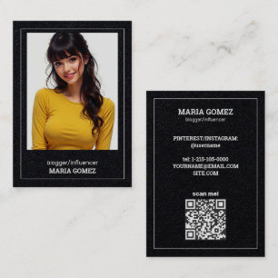 Tarjeta De Visita Bloguero influyente Personalizado QR y Foto