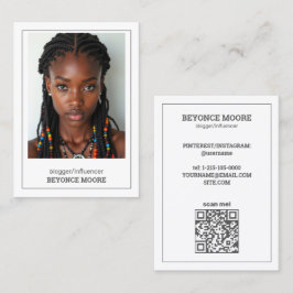 Tarjeta De Visita Bloguero influyente Personalizado QR y Foto