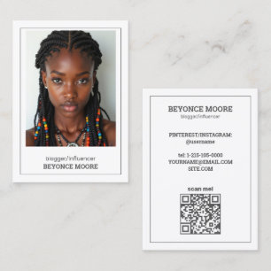 Tarjeta De Visita Bloguero influyente Personalizado QR y Foto
