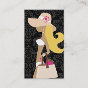 Tarjeta De Visita Blonde floral del fashionista del rosa del bikini