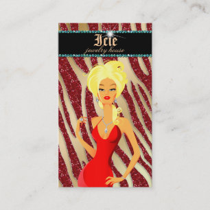 Tarjeta De Visita Blonde rojo del oro de la chispa de la cebra de