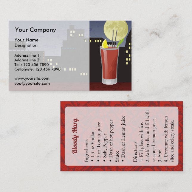 Tarjeta De Visita Bloody Mary Business Card (Anverso / Reverso)