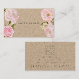Tarjeta De Visita Bloom rosa Kraft Flores de pelo de belleza estilis
