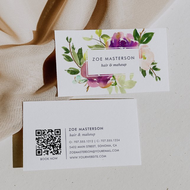 Tarjeta De Visita Bloom vibrante | Código QR floral moderno (Subido por el creador)