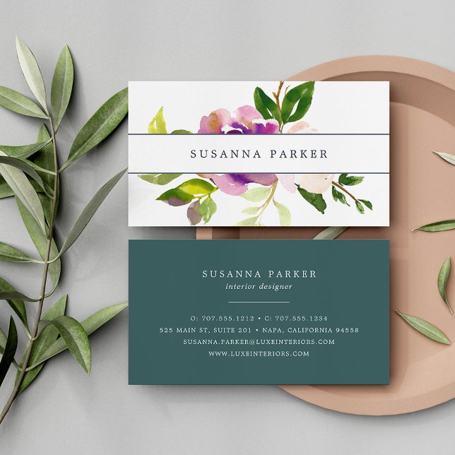 Tarjeta De Visita Bloom vibrante | Floral acuarela (Subido por el creador)