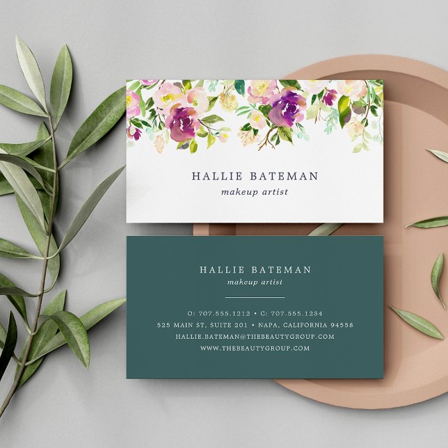 Tarjeta De Visita Bloom vibrante | Floral acuarela moderna (Subido por el creador)