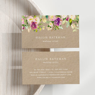 Tarjeta De Visita Bloom vibrante   Rustic Kraft Floral