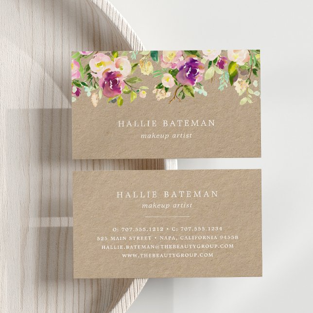 Tarjeta De Visita Bloom vibrante | Rustic Kraft Floral (Subido por el creador)