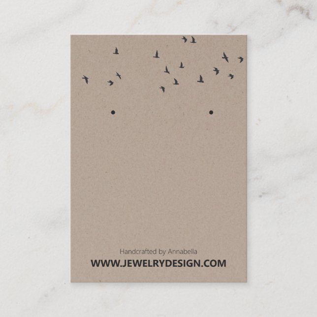 Tarjeta De Visita ©Bloque de aves Kraft Earring Jewelry Display (Anverso)