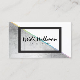 Tarjeta De Visita Bloque de color holográfico de moda negrita falso 