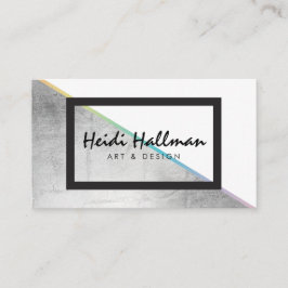 Tarjeta De Visita Bloque de color holográfico de moda negrita falso 