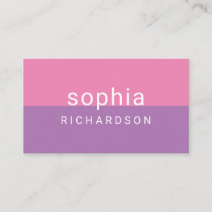 Tarjeta De Visita Bloque de color moderno Púrpura rosa y de lavanda