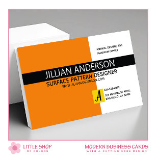 Tarjeta De Visita Bloque de color naranja minimalista moderno person