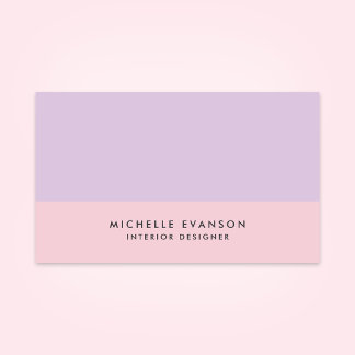 Tarjeta De Visita Bloque de color púrpura y rosa de Lavanda Pastel s