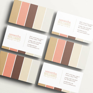 Tarjeta De Visita Bloques de color moderno Mocha y Peach