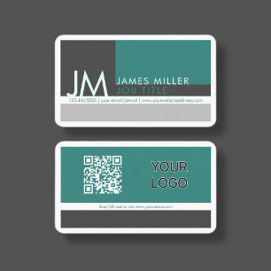 Tarjeta De Visita Bloques de color modernos Verde gris blanco nego