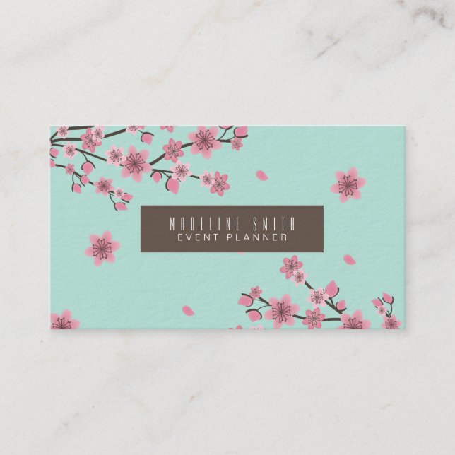 Tarjeta De Visita Blossom botánico de cerezo en caída Petales Arte r (Anverso)