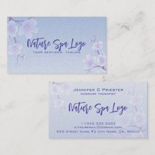 Tarjeta De Visita Blossom de Cerezo Azul y Blanco Spa de la Naturale
